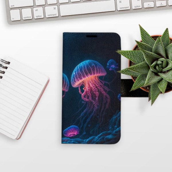 Flip pouzdro iSaprio - Apple iPhone 15 - Jellyfish - kapsičky na karty