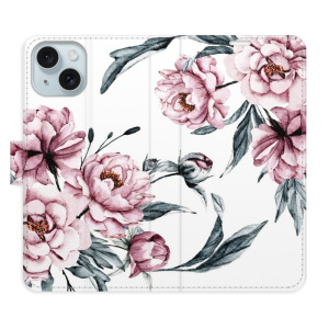 Flip pouzdro iSaprio - Apple iPhone 15 - Pink Flowers - kapsičky na karty