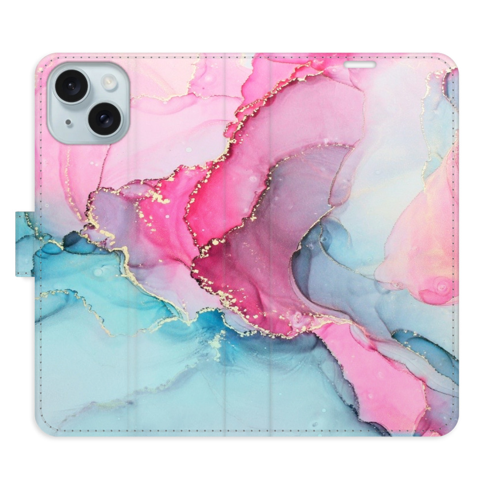 Flipové pouzdro iSaprio - PinkBlue Marble - iPhone 15