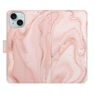 Flip pouzdro iSaprio - Apple iPhone 15 - RoseGold Marble - kapsičky na karty