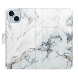 Flip pouzdro iSaprio - Apple iPhone 15 - SilverMarble 15 - kapsičky na karty