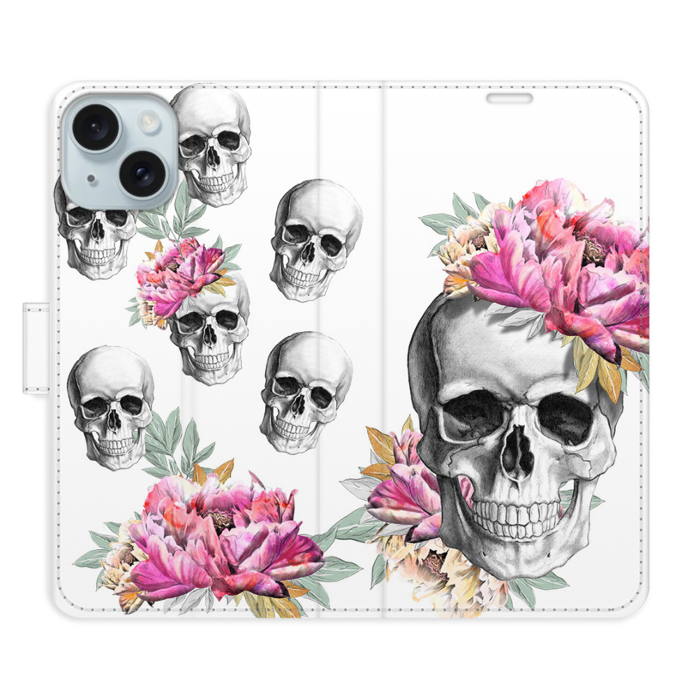 Knížkové flip pouzdro iSaprio s kapsičkami na karty - Crazy Skull - Apple iPhone 15 Plus (Flip knížkové pouzdro, kryt, obal iSaprio s kapsičkami na karty a motivem Crazy Skull na mobil Apple iPhone 15 Plus)