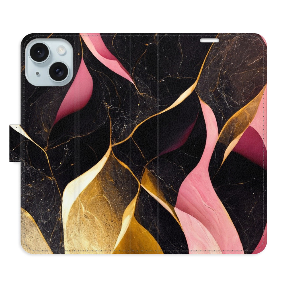 Flipové pouzdro iSaprio - Gold Pink Marble 02 - iPhone 15 Plus