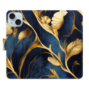 Flip pouzdro iSaprio - Apple iPhone 15 Plus - GoldBlue - kapsičky na karty
