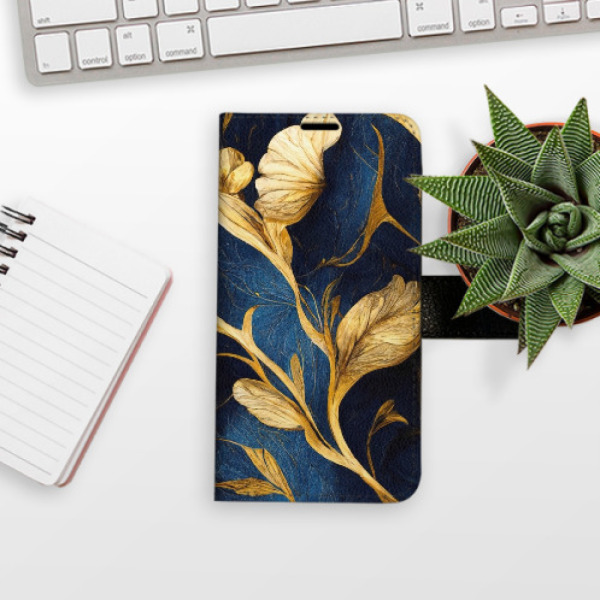 Flip pouzdro iSaprio - Apple iPhone 15 Plus - GoldBlue - kapsičky na karty
