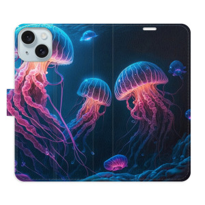 Flip pouzdro iSaprio - Apple iPhone 15 Plus - Jellyfish - kapsičky na karty