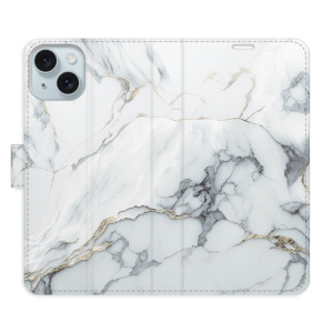 Flip pouzdro iSaprio - Apple iPhone 15 Plus - SilverMarble 15 - kapsičky na karty