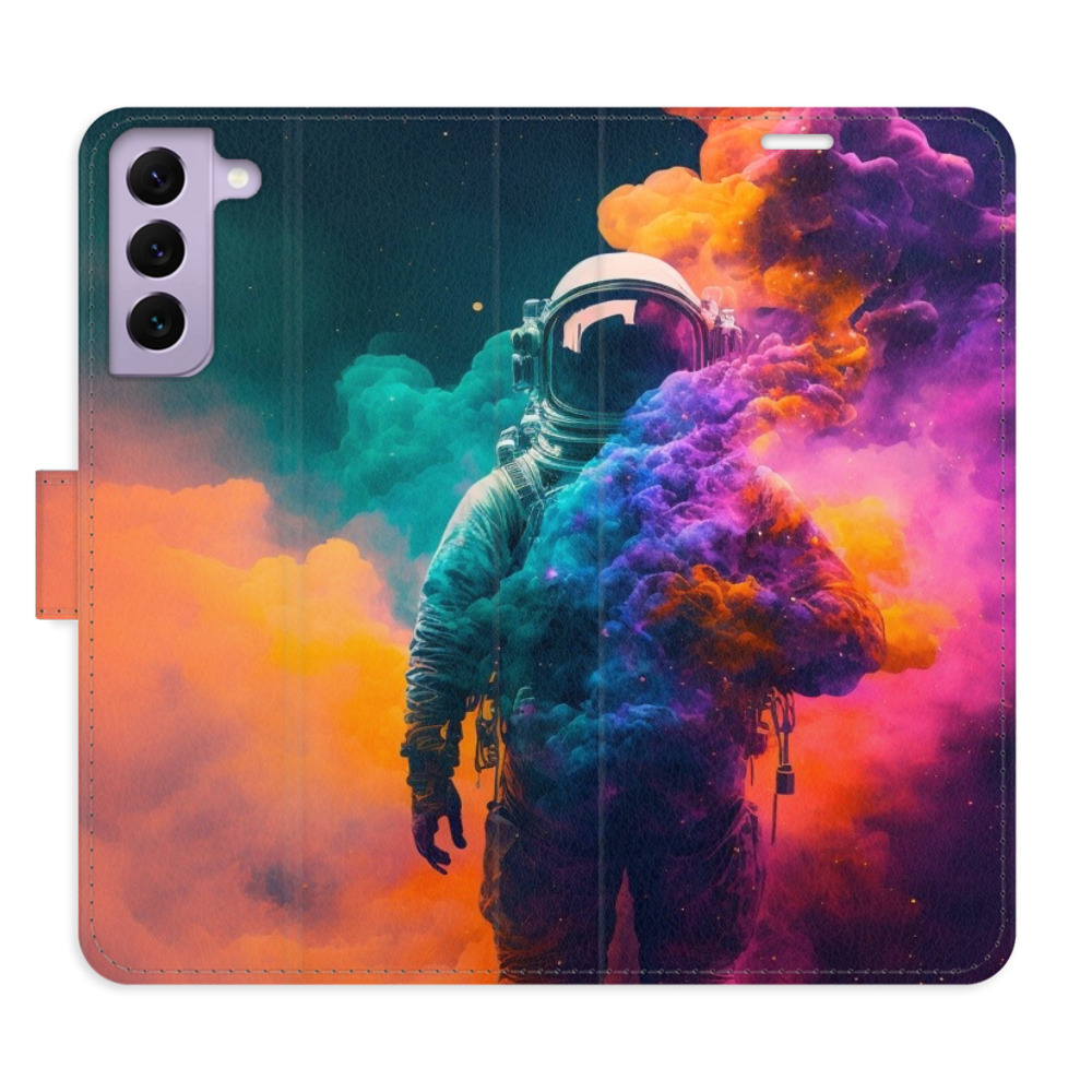 Knížkové flip pouzdro iSaprio s kapsičkami na karty - Astronaut in Colours 02 - Samsung Galaxy S22 5G (Flip knížkové pouzdro, kryt, obal iSaprio s kapsičkami na karty a motivem Astronaut in Colours 02 na mobil Samsung Galaxy S22 5G)