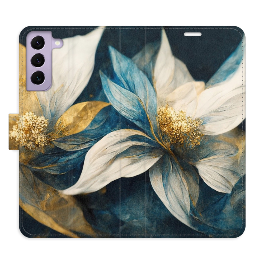 Flipové pouzdro iSaprio - Gold Flowers - Samsung Galaxy S22 5G