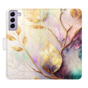 Flip pouzdro iSaprio - Samsung Galaxy S22 5G - Gold Leaves 02 - kapsičky na karty