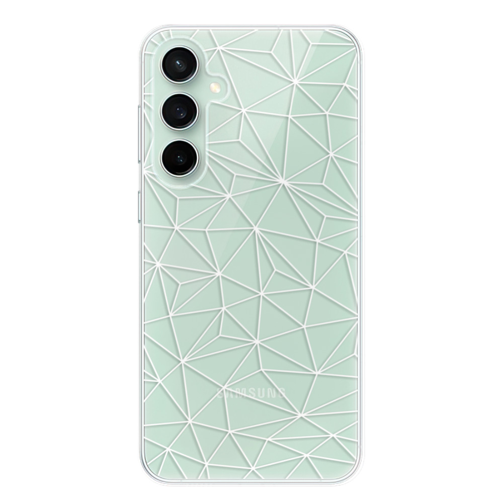 Silikonové odolné pouzdro iSaprio Abstract Triangles 03 - white - Samsung Galaxy S23 FE (Odolný silikonový kryt, obal, pouzdro iSaprio Abstract Triangles 03 - white na mobil Samsung Galaxy S23 FE)