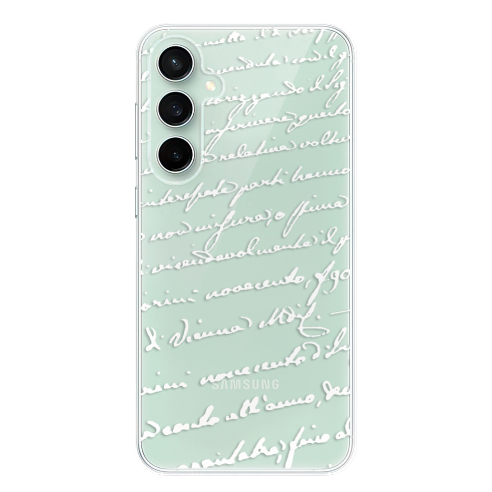 Silikonové odolné pouzdro iSaprio Handwriting 01 - white - Samsung Galaxy S23 FE (Odolný silikonový kryt, obal, pouzdro iSaprio Handwriting 01 - white na mobil Samsung Galaxy S23 FE)