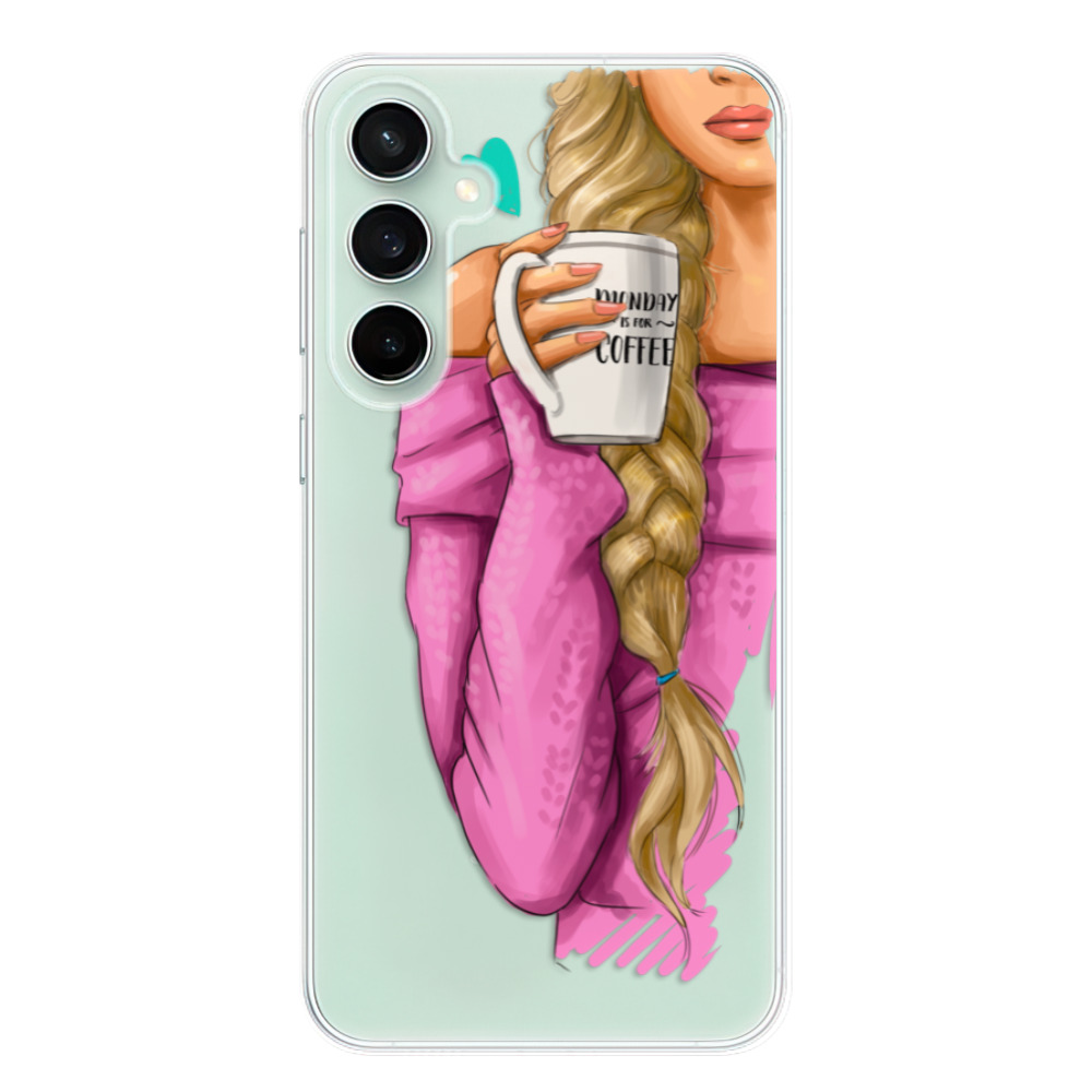 Silikonové odolné pouzdro iSaprio My Coffe and Blond Girl - Samsung Galaxy S23 FE (Odolný silikonový kryt, obal, pouzdro iSaprio My Coffe and Blond Girl na mobil Samsung Galaxy S23 FE)