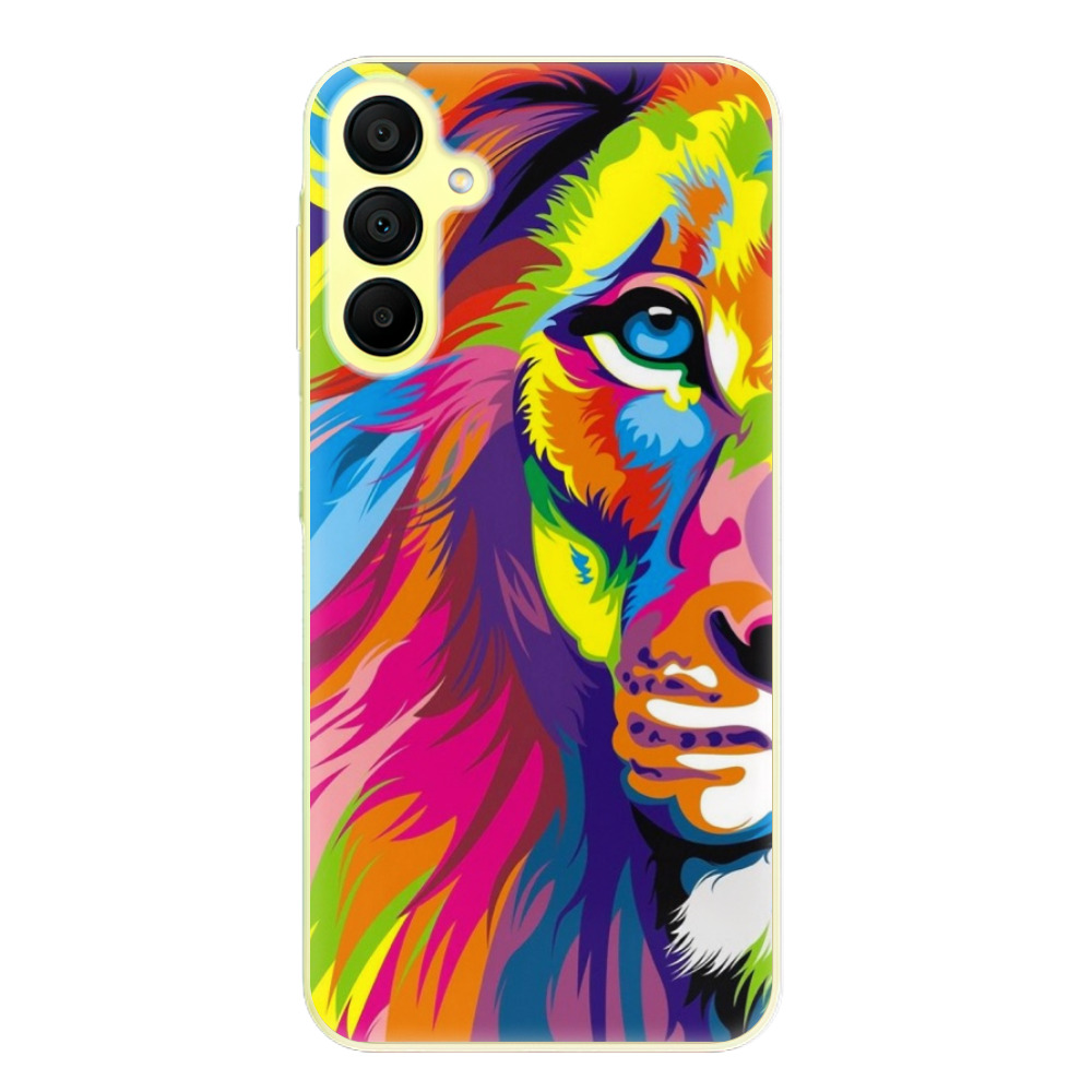 Silikonové odolné pouzdro iSaprio Rainbow Lion - Samsung Galaxy A15 / A15 5G (Odolný silikonový kryt, obal, pouzdro iSaprio Rainbow Lion na mobil Samsung Galaxy A15 / A15 5G)