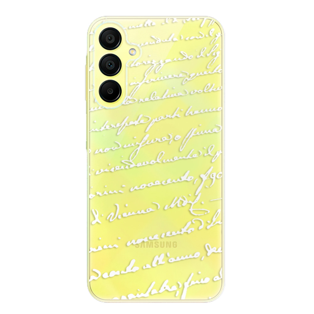 Silikonové odolné pouzdro iSaprio Handwriting 01 - white - Samsung Galaxy A15 / A15 5G (Odolný silikonový kryt, obal, pouzdro iSaprio Handwriting 01 - white na mobil Samsung Galaxy A15 / A15 5G)