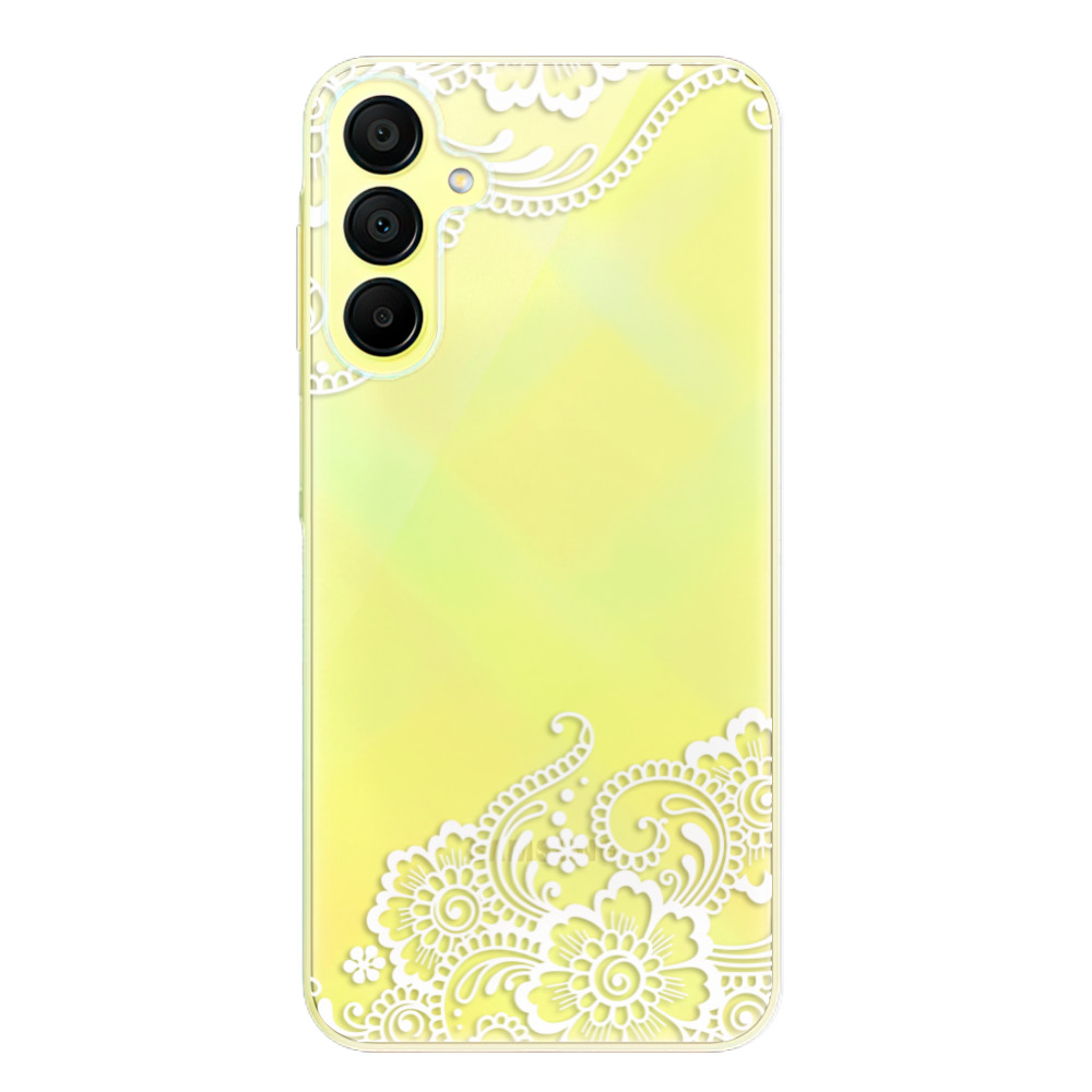 Silikonové odolné pouzdro iSaprio White Lace 02 - Samsung Galaxy A15 / A15 5G (Odolný silikonový kryt, obal, pouzdro iSaprio White Lace 02 na mobil Samsung Galaxy A15 / A15 5G)