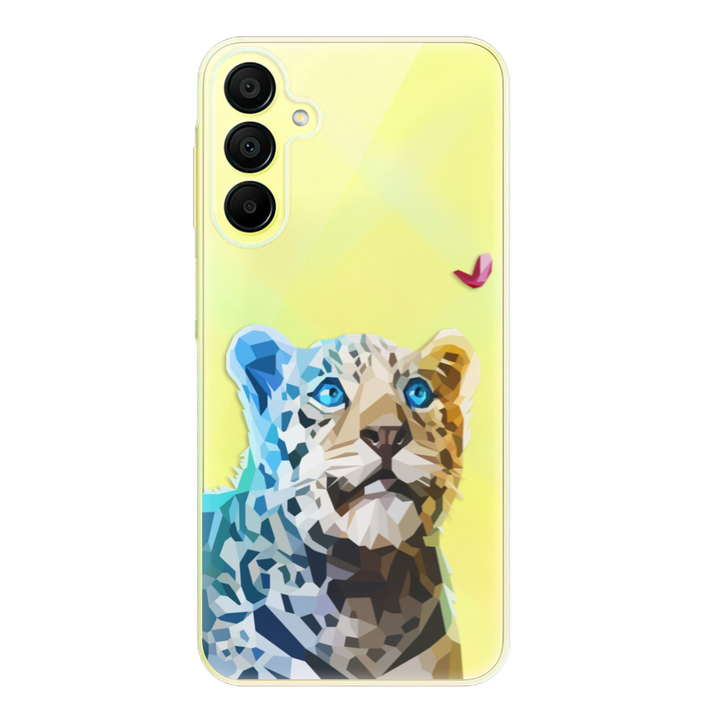 Silikonové odolné pouzdro iSaprio Leopard With Butterfly - Samsung Galaxy A15 / A15 5G (Odolný silikonový kryt, obal, pouzdro iSaprio Leopard With Butterfly na mobil Samsung Galaxy A15 / A15 5G)