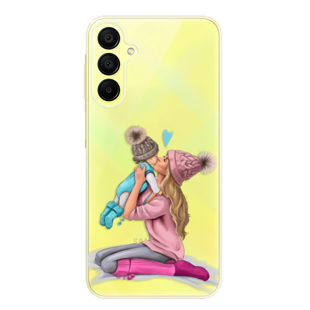 Silikonové odolné pouzdro iSaprio Kissing Mom - Blond and Boy - Samsung Galaxy A15 / A15 5G (Odolný silikonový kryt, obal, pouzdro iSaprio Kissing Mom - Blond and Boy na mobil Samsung Galaxy A15 / A15 5G)