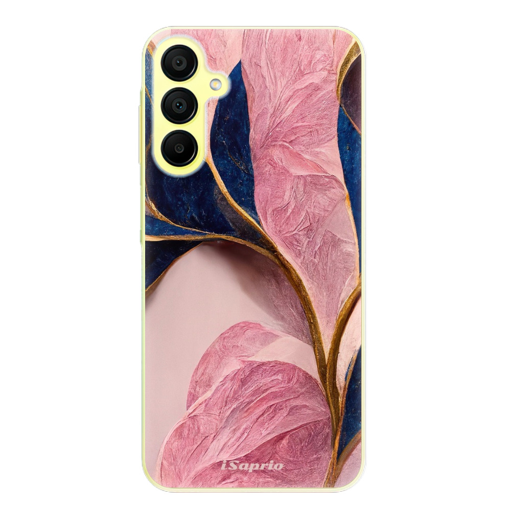 Silikonové odolné pouzdro iSaprio Pink Blue Leaves - Samsung Galaxy A15 / A15 5G (Odolný silikonový kryt, obal, pouzdro iSaprio Pink Blue Leaves na mobil Samsung Galaxy A15 / A15 5G)