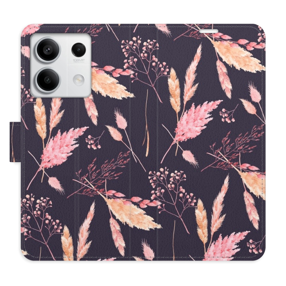 Flip pouzdro iSaprio - Ornamental Flowers 02 - Xiaomi Redmi Note 13 5G s kapsičkami na karty (Flip knížkové pouzdro, kryt, obal iSaprio s přihrádkami na karty a motivem Ornamental Flowers 02 pro mobil Xiaomi Redmi Note 13 5G)