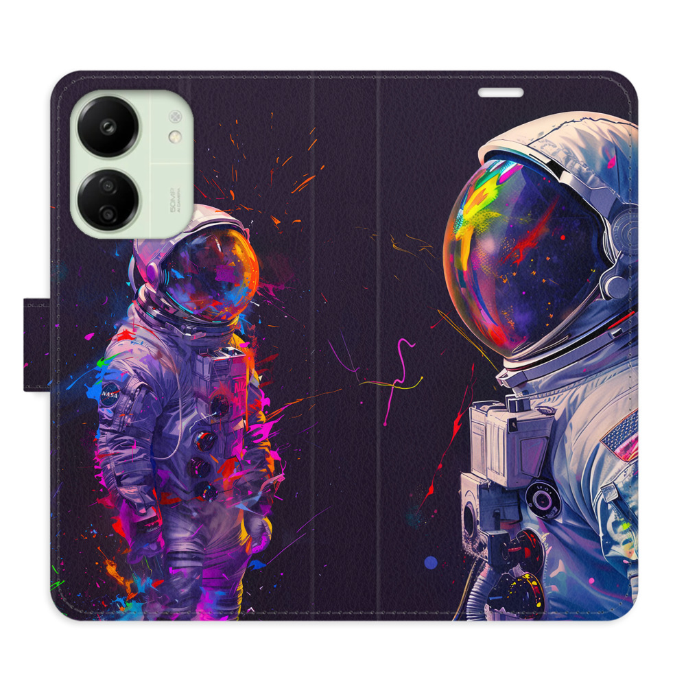 Flip pouzdro iSaprio - Xiaomi Redmi 13C / Poco C65 - Neon Astronaut 02 - kapsičky na karty