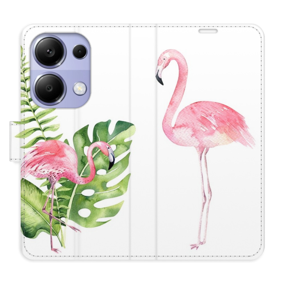 Flip pouzdro iSaprio - Flamingos - Xiaomi Redmi Note 13 Pro 4G / Poco M6 Pro 4G s kapsičkami na karty (Flip knížkové pouzdro, kryt, obal iSaprio s přihrádkami na karty a motivem Flamingos pro mobil Xiaomi Redmi Note 13 Pro 4G / Poco M6 Pro 4G)