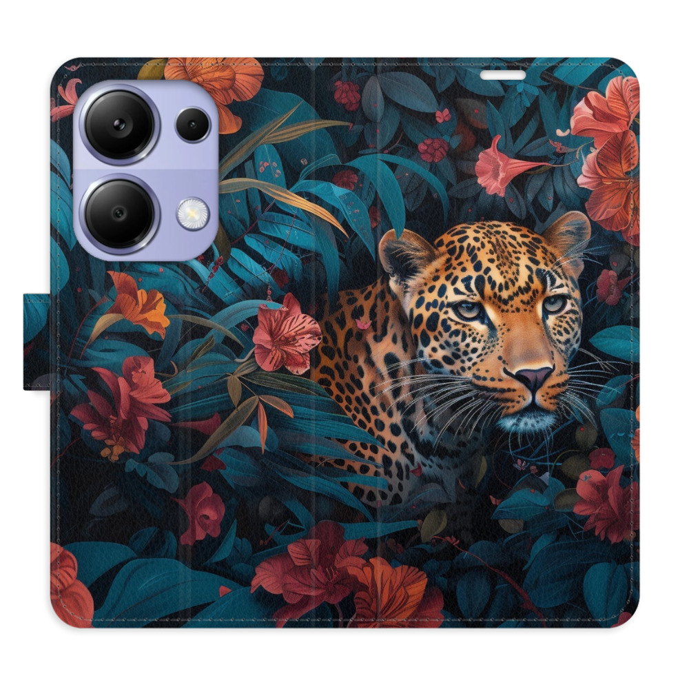Flip pouzdro iSaprio - Xiaomi Redmi Note 13 Pro 4G / Poco M6 Pro 4G - Flower Jaguar 02 - kapsičky na karty