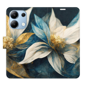 Flip pouzdro iSaprio - Xiaomi Redmi Note 13 4G - Gold Flowers - kapsičky na karty