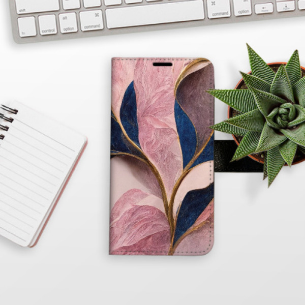 Flip pouzdro iSaprio - Xiaomi Redmi Note 13 4G - Pink Leaves - kapsičky na karty