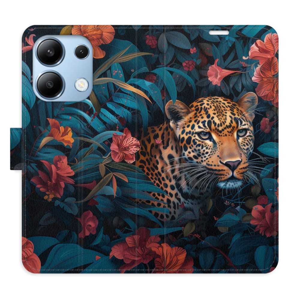 Flip pouzdro iSaprio - Xiaomi Redmi Note 13 4G - Flower Jaguar 02 - kapsičky na karty