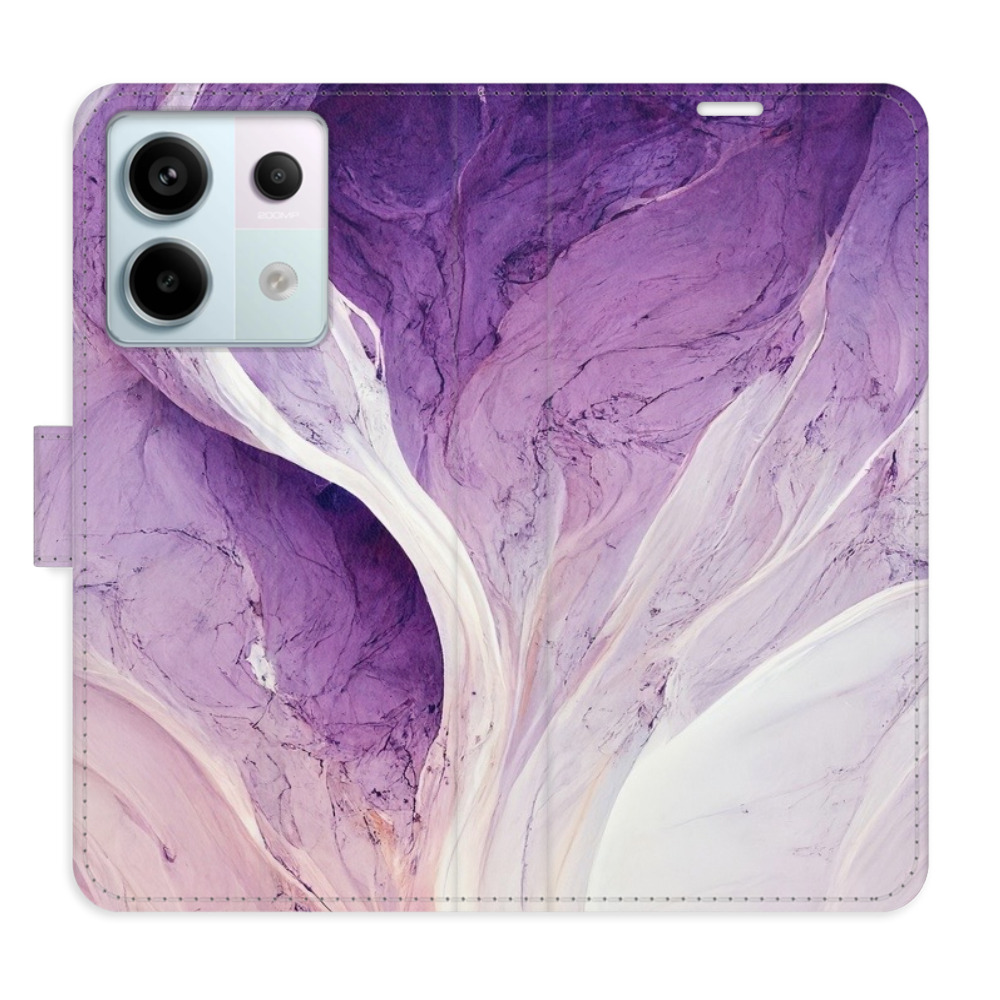 Flip pouzdro iSaprio - Purple Paint - Xiaomi Redmi Note 13 Pro Plus 5G s kapsičkami na karty (Flip knížkové pouzdro, kryt, obal iSaprio s přihrádkami na karty a motivem Purple Paint pro mobil Xiaomi Redmi Note 13 Pro Plus 5G)