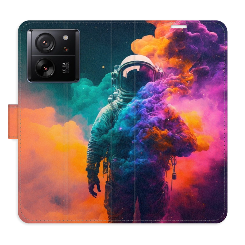 Flip pouzdro iSaprio - Astronaut in Colours 02 - Xiaomi 13T / 13T Pro s kapsičkami na karty (Flip knížkové pouzdro, kryt, obal iSaprio s přihrádkami na karty a motivem Astronaut in Colours 02 pro mobil Xiaomi 13T / 13T Pro)