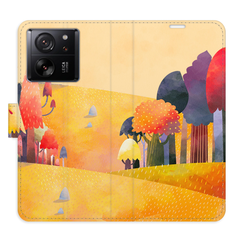Flip pouzdro iSaprio - Autumn Forest - Xiaomi 13T / 13T Pro s kapsičkami na karty (Flip knížkové pouzdro, kryt, obal iSaprio s přihrádkami na karty a motivem Autumn Forest pro mobil Xiaomi 13T / 13T Pro)