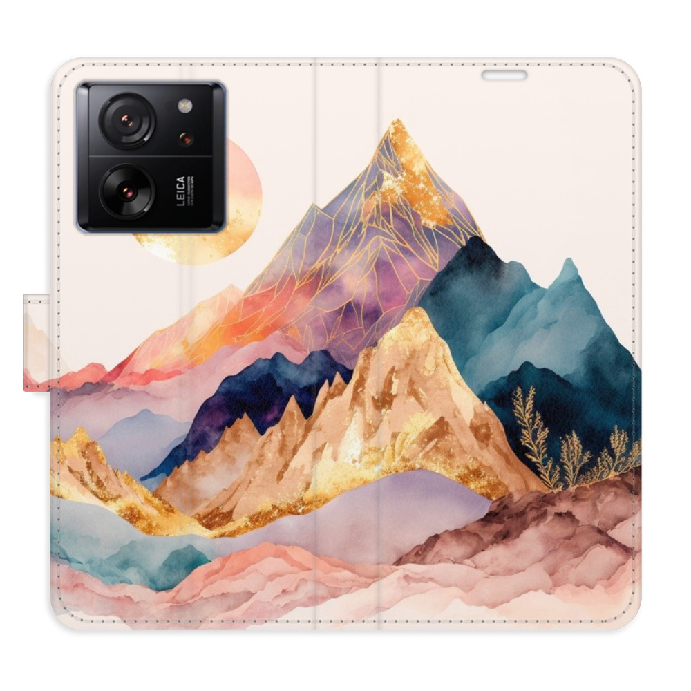 Flip pouzdro iSaprio - Beautiful Mountains - Xiaomi 13T / 13T Pro s kapsičkami na karty (Flip knížkové pouzdro, kryt, obal iSaprio s přihrádkami na karty a motivem Beautiful Mountains pro mobil Xiaomi 13T / 13T Pro)