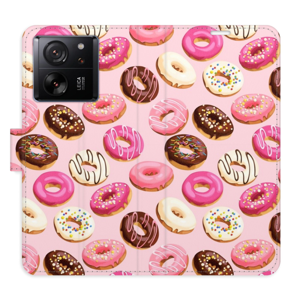 Flip pouzdro iSaprio - Donuts Pattern 03 - Xiaomi 13T / 13T Pro s kapsičkami na karty (Flip knížkové pouzdro, kryt, obal iSaprio s přihrádkami na karty a motivem Donuts Pattern 03 pro mobil Xiaomi 13T / 13T Pro)