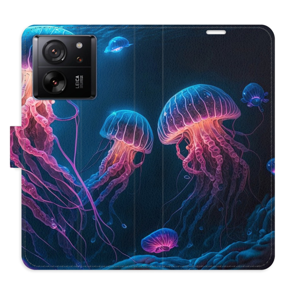 Flip pouzdro iSaprio - Jellyfish - Xiaomi 13T / 13T Pro s kapsičkami na karty (Flip knížkové pouzdro, kryt, obal iSaprio s přihrádkami na karty a motivem Jellyfish pro mobil Xiaomi 13T / 13T Pro)
