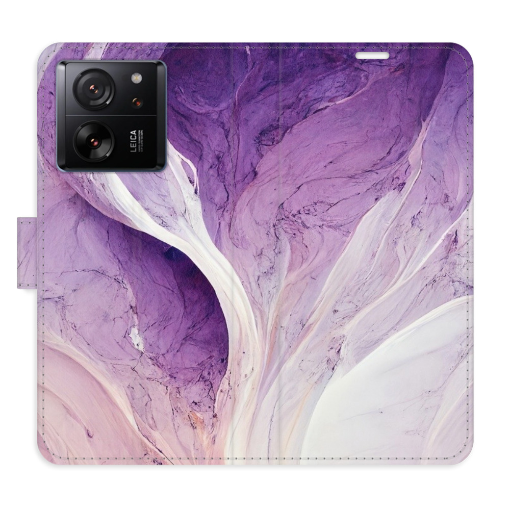 Flip pouzdro iSaprio - Purple Paint - Xiaomi 13T / 13T Pro s kapsičkami na karty (Flip knížkové pouzdro, kryt, obal iSaprio s přihrádkami na karty a motivem Purple Paint pro mobil Xiaomi 13T / 13T Pro)