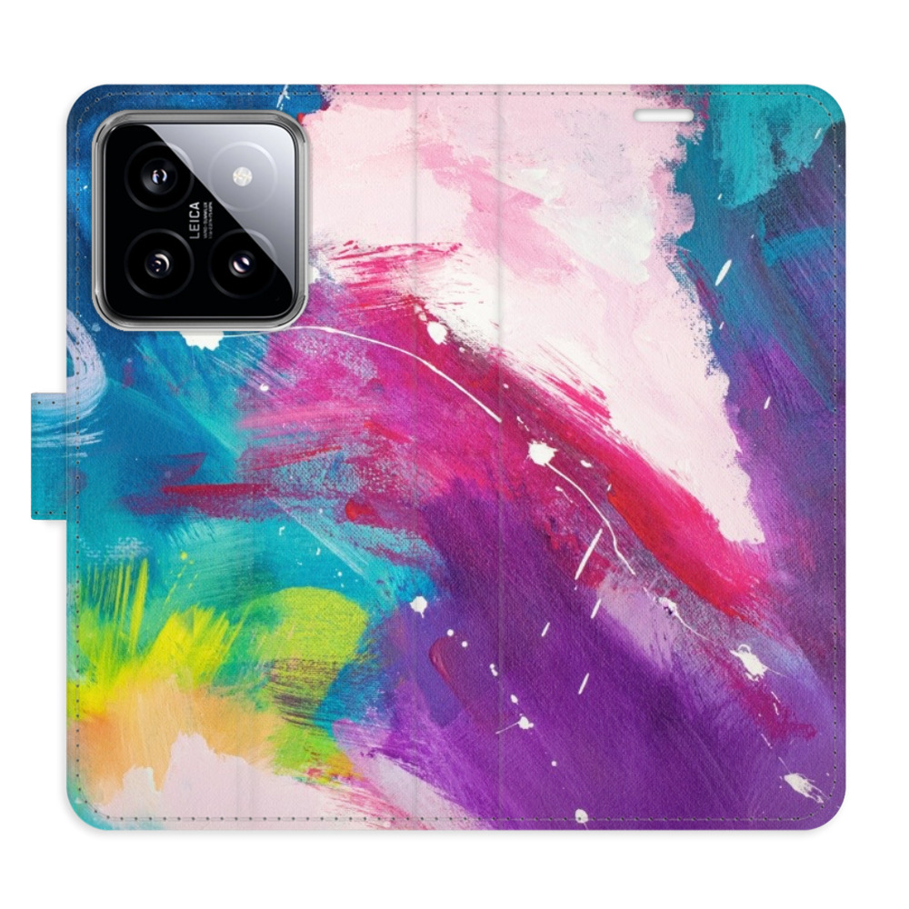 Flip pouzdro iSaprio - Abstract Paint 05 - Xiaomi 14 s kapsičkami na karty (Flip knížkové pouzdro, kryt, obal iSaprio s přihrádkami na karty a motivem Abstract Paint 05 pro mobil Xiaomi 14)