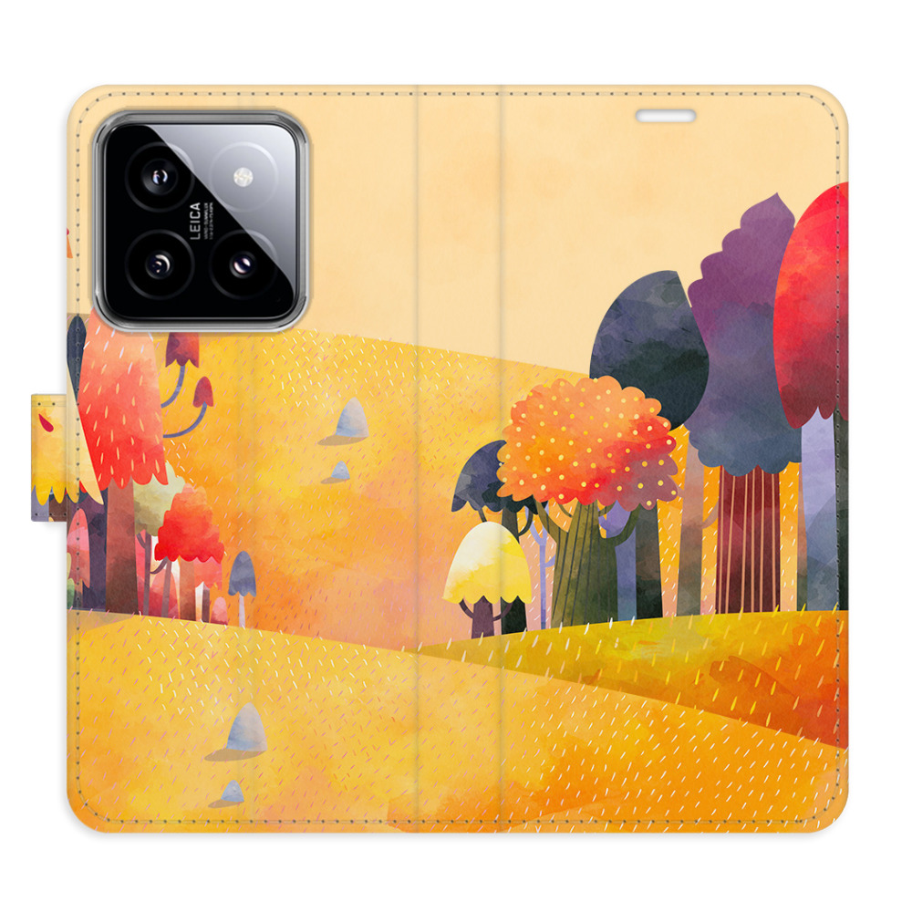 Flip pouzdro iSaprio - Autumn Forest - Xiaomi 14 s kapsičkami na karty (Flip knížkové pouzdro, kryt, obal iSaprio s přihrádkami na karty a motivem Autumn Forest pro mobil Xiaomi 14)
