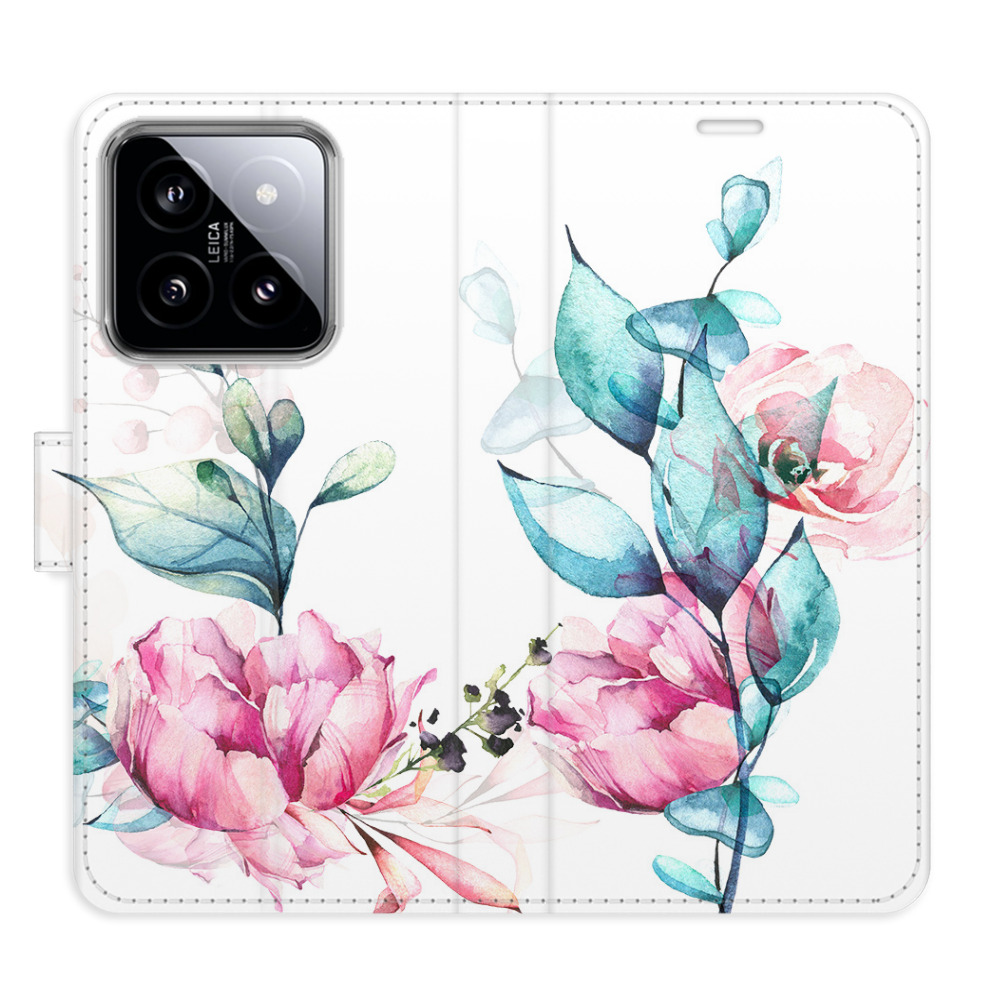 Flip pouzdro iSaprio - Beautiful Flower - Xiaomi 14 s kapsičkami na karty (Flip knížkové pouzdro, kryt, obal iSaprio s přihrádkami na karty a motivem Beautiful Flower pro mobil Xiaomi 14)