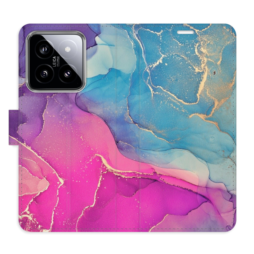 Flip pouzdro iSaprio - Colour Marble 02 - Xiaomi 14 s kapsičkami na karty (Flip knížkové pouzdro, kryt, obal iSaprio s přihrádkami na karty a motivem Colour Marble 02 pro mobil Xiaomi 14)