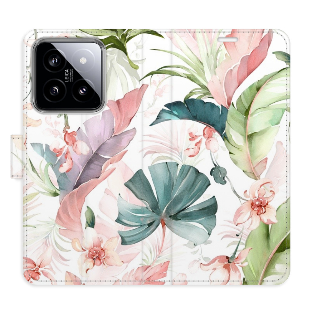Flip pouzdro iSaprio - Flower Pattern 07 - Xiaomi 14 s kapsičkami na karty (Flip knížkové pouzdro, kryt, obal iSaprio s přihrádkami na karty a motivem Flower Pattern 07 pro mobil Xiaomi 14)