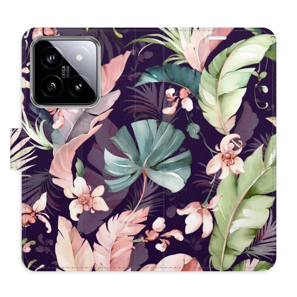 Flip pouzdro iSaprio - Flower Pattern 08 - Xiaomi 14 s kapsičkami na karty (Flip knížkové pouzdro, kryt, obal iSaprio s přihrádkami na karty a motivem Flower Pattern 08 pro mobil Xiaomi 14)