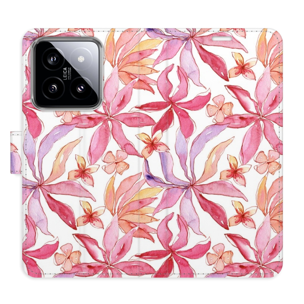 Flip pouzdro iSaprio - Flower Pattern 10 - Xiaomi 14 s kapsičkami na karty (Flip knížkové pouzdro, kryt, obal iSaprio s přihrádkami na karty a motivem Flower Pattern 10 pro mobil Xiaomi 14)