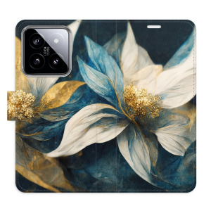 Flip pouzdro iSaprio - Xiaomi 14 - Gold Flowers - kapsičky na karty