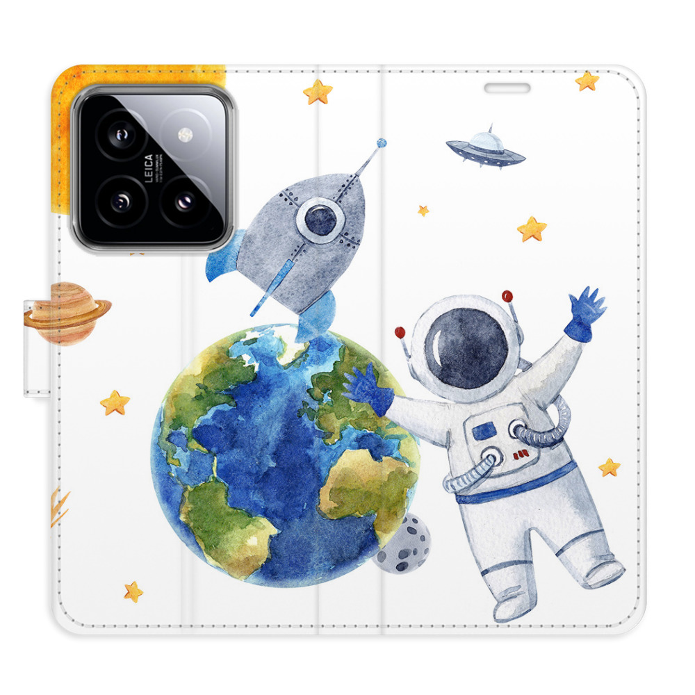 Flip pouzdro iSaprio - Space 06 - Xiaomi 14 s kapsičkami na karty (Flip knížkové pouzdro, kryt, obal iSaprio s přihrádkami na karty a motivem Space 06 pro mobil Xiaomi 14)