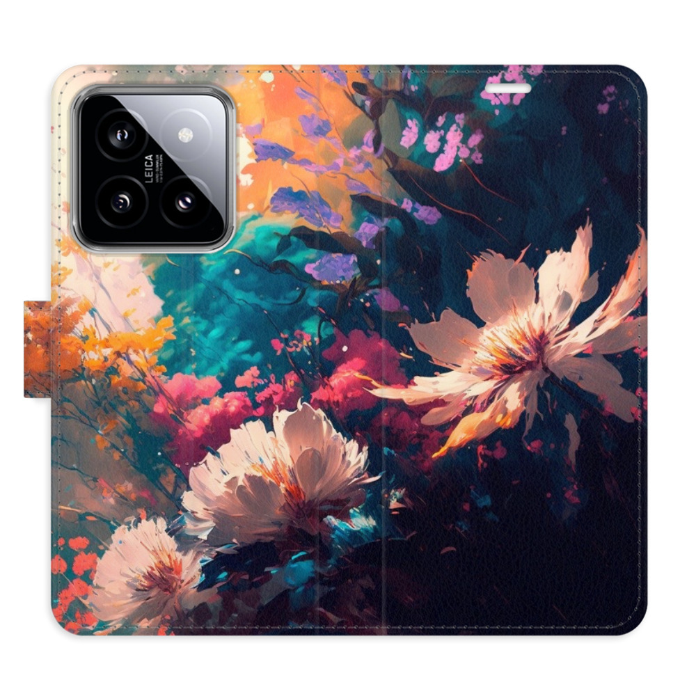 Flip pouzdro iSaprio - Spring Flowers - Xiaomi 14 s kapsičkami na karty (Flip knížkové pouzdro, kryt, obal iSaprio s přihrádkami na karty a motivem Spring Flowers pro mobil Xiaomi 14)