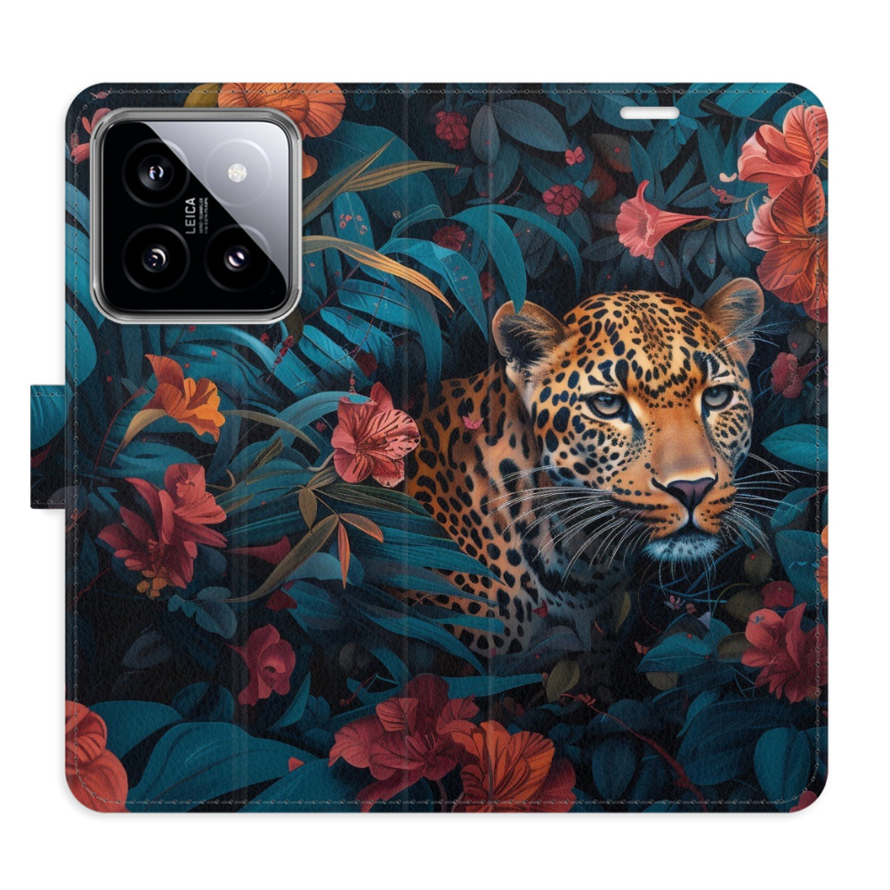 Flip pouzdro iSaprio - Xiaomi 14 - Flower Jaguar 02 - kapsičky na karty