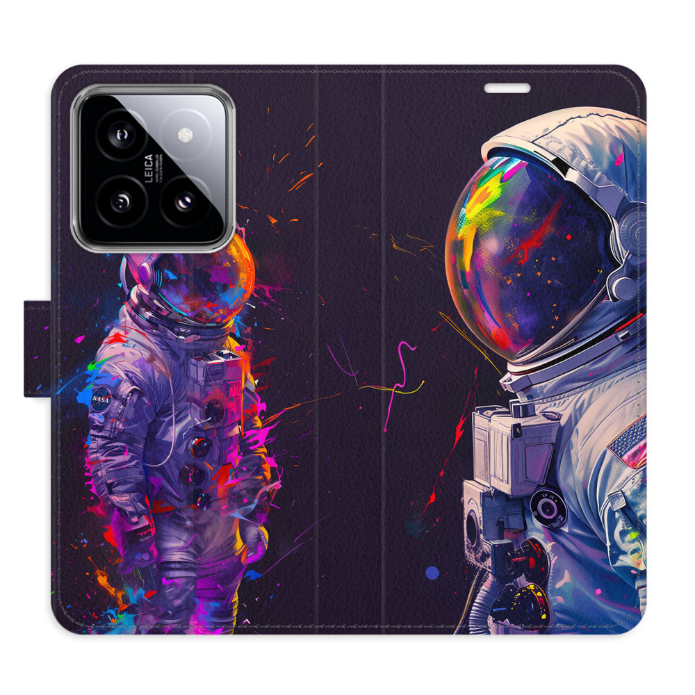 Flip pouzdro iSaprio - Xiaomi 14 - Neon Astronaut 02 - kapsičky na karty