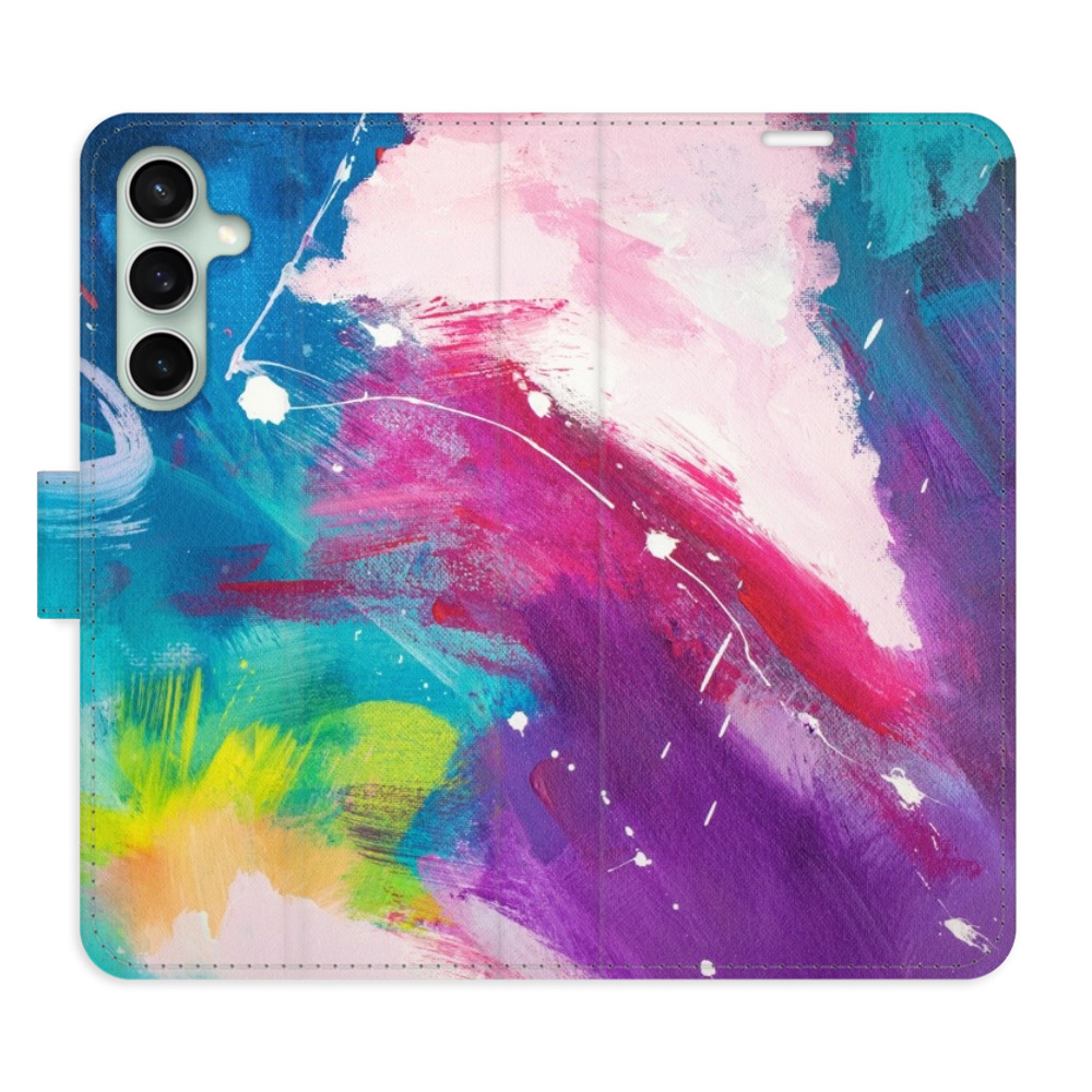 Flip pouzdro iSaprio - Abstract Paint 05 - Samsung Galaxy S23 FE s kapsičkami na karty (Flip knížkové pouzdro, kryt, obal iSaprio s přihrádkami na karty a motivem Abstract Paint 05 pro mobil Samsung Galaxy S23 FE)